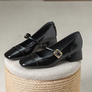 Giày sandal cao gót vá mũi 5 phân LT34 - Quai cài khuy vuông, quai ngang, giảm còn 198.000₫ 5