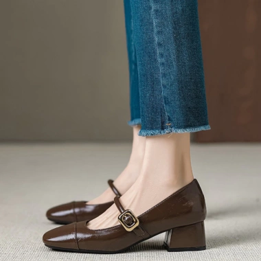 Giày sandal cao gót vá mũi 5 phân LT34 - Quai cài khuy vuông, quai ngang, giảm còn 198.000₫ 6