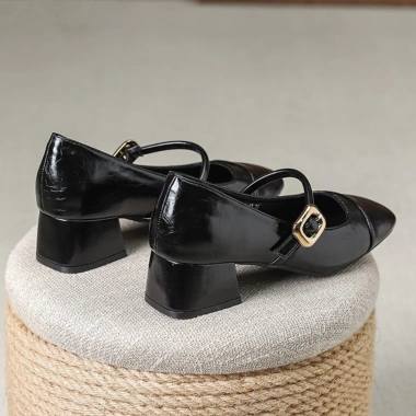 Giày sandal cao gót vá mũi 5 phân LT34 - Quai cài khuy vuông, quai ngang, giảm còn 198.000₫ 8