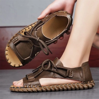 Giày sandal da La Mã nam mùa hè 2.025 đế mềm không trơn trượt thích hợp đi biển lái xe ngày thường giảm 23%