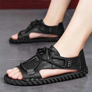 Giày sandal da La Mã nam mùa hè 2.025 đế mềm không trơn trượt thích hợp đi biển lái xe ngày thường giảm 23% 3