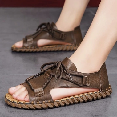 Giày sandal da La Mã nam mùa hè 2.025 đế mềm không trơn trượt thích hợp đi biển lái xe ngày thường giảm 23% 4
