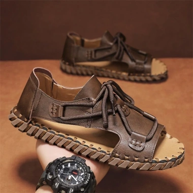 Giày sandal da La Mã nam mùa hè 2.025 đế mềm không trơn trượt thích hợp đi biển lái xe ngày thường giảm 23% 5