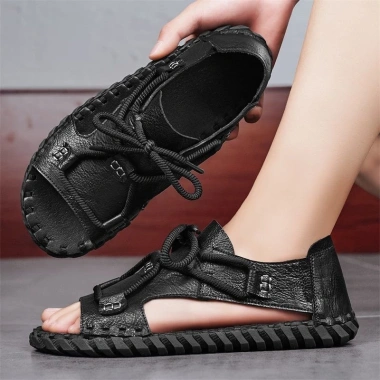 Giày sandal da La Mã nam mùa hè 2.025 đế mềm không trơn trượt thích hợp đi biển lái xe ngày thường giảm 23% 8
