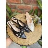 Giày sandal mũi nhọn đính hoa ngọc lấp lánh, quí phái, đế vuông T262H cho nữ dự tiệc cô dâu 3