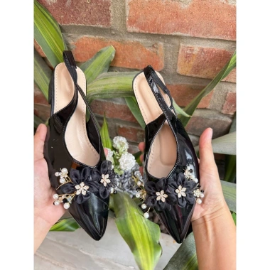 Giày sandal mũi nhọn đính hoa ngọc lấp lánh, quí phái, đế vuông T262H cho nữ dự tiệc cô dâu 5