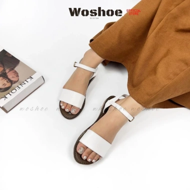 Giày sandal nữ quai ngang đế bệt WOSHOE Đi học, đi biển, size 34‑42, 159.000₫