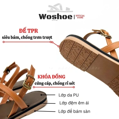 Giày sandal nữ quai ngang đế bệt WOSHOE Đi học, đi biển, size 34‑42, 159.000₫