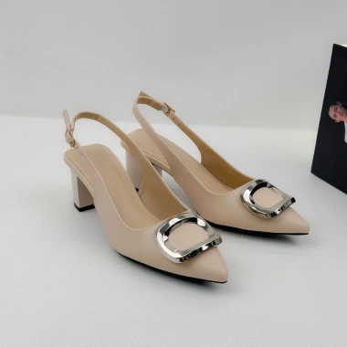Giày Slingback Nữ Cao Gót Mũi Nhọn Phối Nơ NUDDO N7.400 Đế Trụ Thanh Lịch Giá 475k