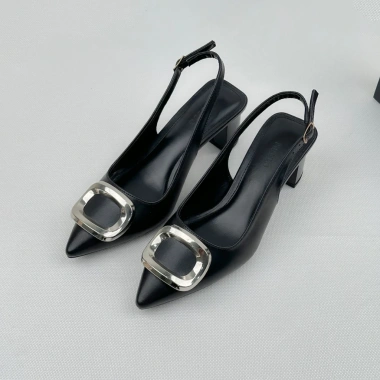 Giày Slingback Nữ Cao Gót Mũi Nhọn Phối Nơ NUDDO N7.400 Đế Trụ Thanh Lịch Giá 475k