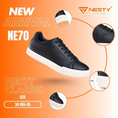Giày Sneaker Nam Nữ NESTY Classic Đen Trắng - Đế Êm Nhẹ, Basic Giá 607.600 VND