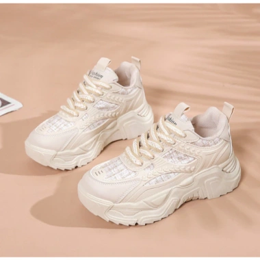 Giày sneaker nữ đế cao 5cm cao su non, da cao cấp nâu trà sữa - 65n Shoes giảm 22% 3