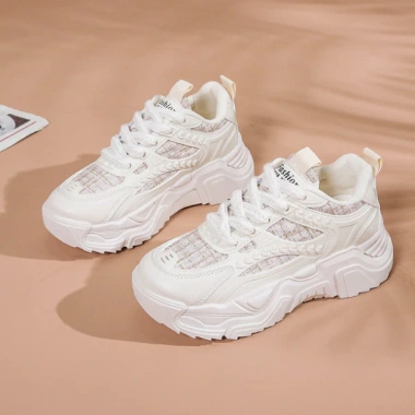 Giày sneaker nữ đế cao 5cm cao su non, da cao cấp nâu trà sữa - 65n Shoes giảm 22% 5