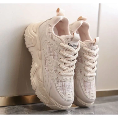 Giày sneaker nữ đế cao 5cm cao su non, da cao cấp nâu trà sữa - 65n Shoes giảm 22% 9