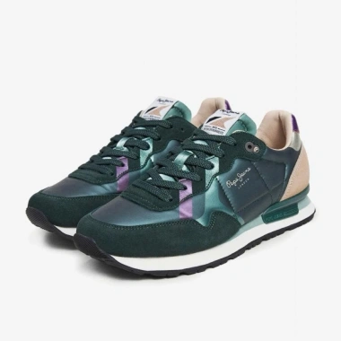 Giày sneaker nữ Pepe Jeans Brit Prints: phối xanh ngọc ánh tím, cá tính, chính hãng, giảm còn 612k 2