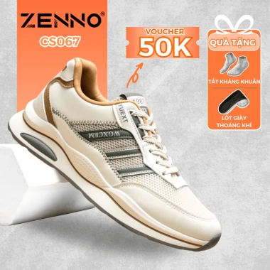 Giày Sneaker Thể Thao Nam ZENNO CS067 Da Cao Cấp Đế Cao Su Nguyên Khối Tăng Chiều Cao 4,5cm Giá 640.000 VNĐ