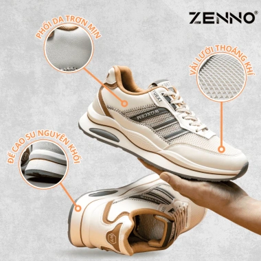 Giày Sneaker Thể Thao Nam ZENNO CS067 Da Cao Cấp Đế Cao Su Nguyên Khối Tăng Chiều Cao 4,5cm Giá 640.000 VNĐ
