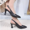 Giày sục cao gót quai hậu nữ LUME 13 mũi nhọn đen PU, cao su non chống trơn trượt 5‑7cm - 207k 5