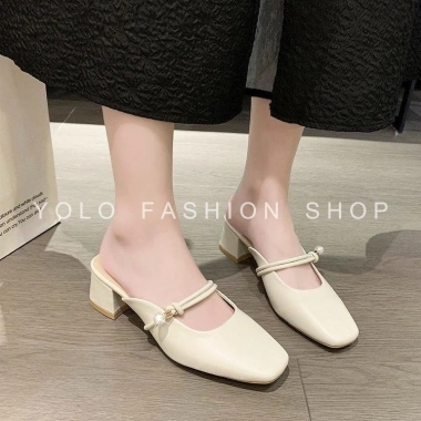 Giày sục hở gót cao gót nữ mũi vuông êm mềm, quai ngọc cao cấp TG17 - Giá 236k