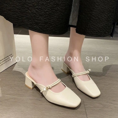 Giày sục hở gót cao gót nữ mũi vuông êm mềm, quai ngọc cao cấp TG17 - Giá 236k