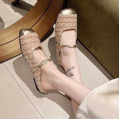 Giày Sục Mule Mary Jane Tweed Cao Cấp Kim Sa – Mũi Vuông Bọc Kim Loại, Quai Xoắn 279k 7
