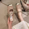Giày Sục Mule Mary Jane Tweed Cao Cấp Kim Sa – Mũi Vuông Bọc Kim Loại, Quai Xoắn 279k 8