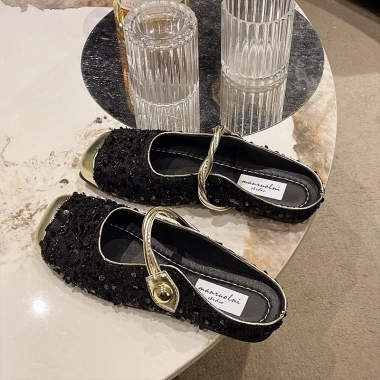 Giày Sục Mule Mary Jane Tweed Cao Cấp Kim Sa – Mũi Vuông Bọc Kim Loại, Quai Xoắn 279k 9