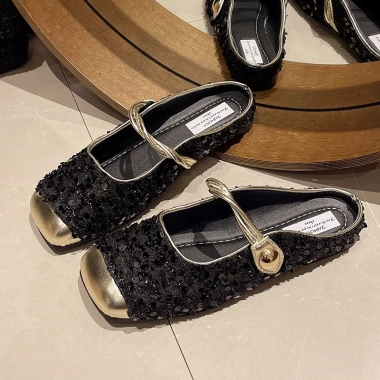 Giày Sục Mule Mary Jane Tweed Cao Cấp Kim Sa – Mũi Vuông Bọc Kim Loại, Quai Xoắn 279k 10