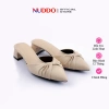 Giày sục nữ cao gót mũi nhọn 3cm đế vuông phối nơ, Dép guốc bít mũi công NUDDO NUSU3 giảm giá 370k