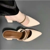 Giày sục nữ mũi nhọn quai phối đá, gót cao 5cm da mềm, giảm giá 148.500₫ (Giá gốc 179.685₫)
