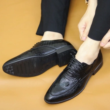 Giày tây buộc dây Derby cao cấp RUNO G52 da vân cá sấu, đế mềm, bền, chỉ 331k 7