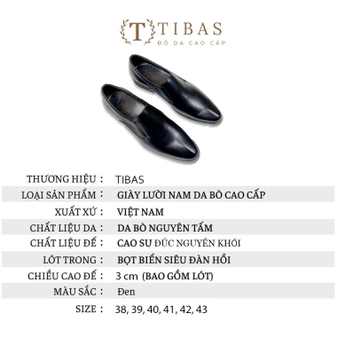 Giày Tây Da Nam Cao Cấp TIBAS 8.903 - Da Bò Nguyên Tấm, Phong Cách Công Sở, Giá ưu đãi 385.000₫ 2