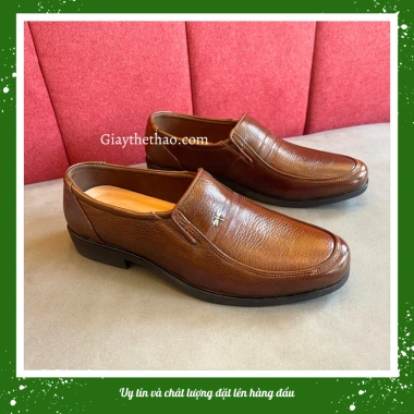 Giày tây lười nam da bò nâu đế cao su đúc cao cấp, chống trơn trượt - Giá 219k