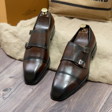 Giày tây nam cao cấp da bò thật đế phíp Double Monkstrap bảo hành 1 năm Mã T157 869k