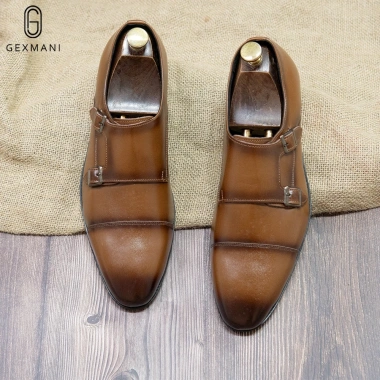 Giày tây nam công sở cao cấp da bò thật, double monk strap, bảo hành 12 tháng, lịch lãm - 564k