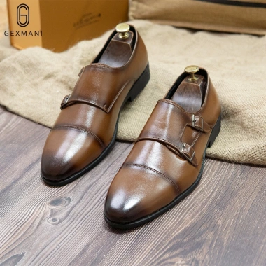 Giày tây nam công sở cao cấp da bò thật, double monk strap, bảo hành 12 tháng, lịch lãm - 564k 5