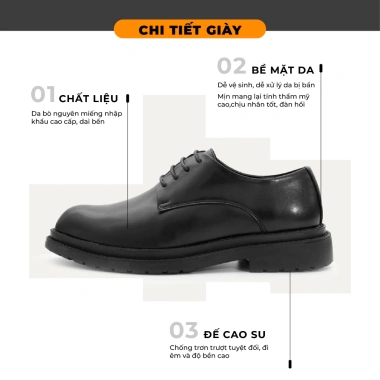 Giày Tây Nam Công Sở DERBY 2.025 POLYTINO Da Bò Cao Cấp, Đế Cao Su Êm Ái, Tăng Chiều Cao, BH 12 Tháng - Giá 809.000 VND 3