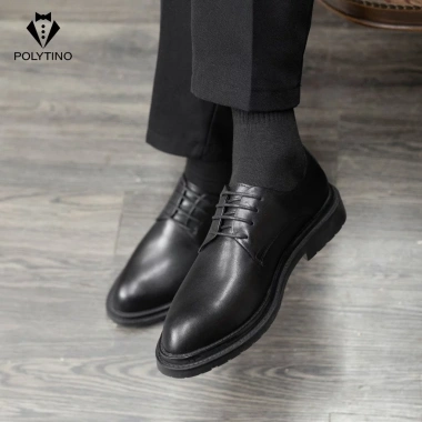Giày Tây Nam Công Sở DERBY 2.025 POLYTINO Da Bò Cao Cấp, Đế Cao Su Êm Ái, Tăng Chiều Cao, BH 12 Tháng - Giá 809.000 VND 7