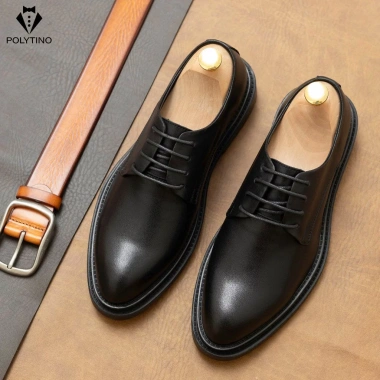 Giày Tây Nam Công Sở DERBY 2.025 POLYTINO Da Bò Cao Cấp, Đế Cao Su Êm Ái, Tăng Chiều Cao, BH 12 Tháng - Giá 809.000 VND 9
