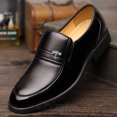 Giày tây nam da bò cao cấp, đế cao su non êm, tăng chiều cao 5-6cm, khâu 2 lớp