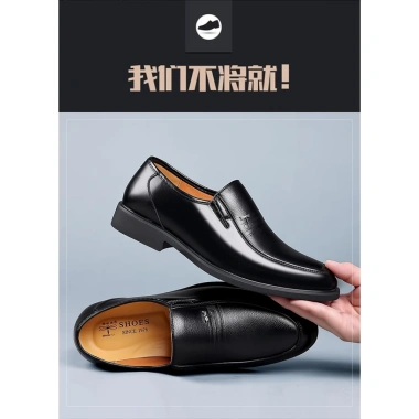 Giày tây nam da bò cao cấp, đế cao su non êm, tăng chiều cao 5-6cm, khâu 2 lớp
