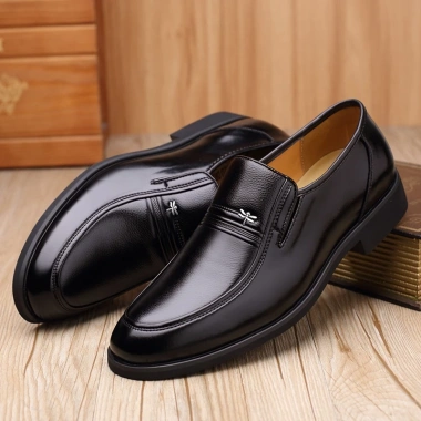 Giày tây nam da bò cao cấp, đế cao su non êm, tăng chiều cao 5-6cm, khâu 2 lớp