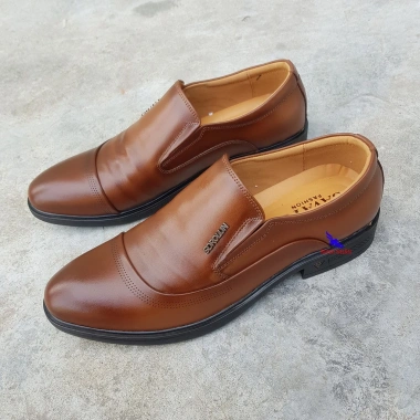 Giày tây nam da bò thật mũi bo tròn, đế khâu, 3 gân, O-12 màu nâu giảm giá 290k