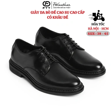 Giày tây nam da thật Derby công sở buộc dây Big size 44-45 Fttleather màu trơn F301 980k