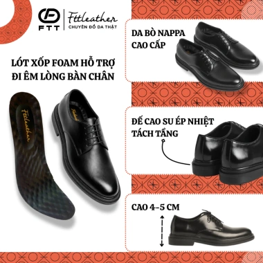 Giày tây nam da thật Derby công sở buộc dây Big size 44-45 Fttleather màu trơn F301 980k 4 Giày tây nam da thật Derby công sở buộc dây Big size 44-45 Fttleather màu trơn F301 980k 4