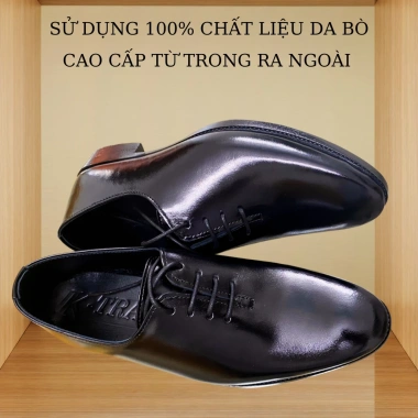 Giày tây nam K118 da bò nhập khẩu cao cấp, công sở màu đen, thủ công thượng hạng - Giá 1.092.000₫
