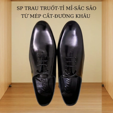 Giày tây nam K118 da bò nhập khẩu cao cấp, công sở màu đen, thủ công thượng hạng - Giá 1.092.000₫