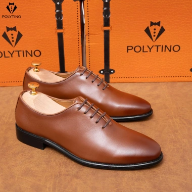 Giày Tây Nam Oxford 169 Nâu POLYTINO Da Bò Đế Gỗ Cao Cấp - Giá 1,250,000 VNĐ 4