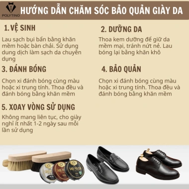 Giày Tây Nam Oxford 169 Nâu POLYTINO Da Bò Đế Gỗ Cao Cấp - Giá 1,250,000 VNĐ 9