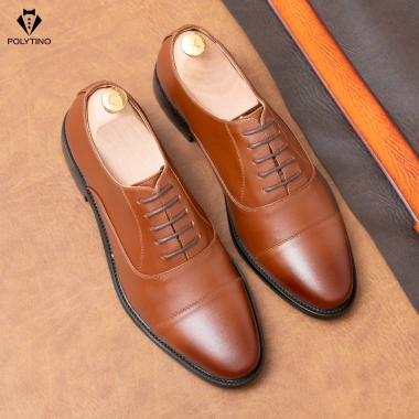 Giày Tây Nam Oxford 169 Nâu POLYTINO Da Bò Đế Gỗ Cao Cấp - Giá 1,250,000 VNĐ 10